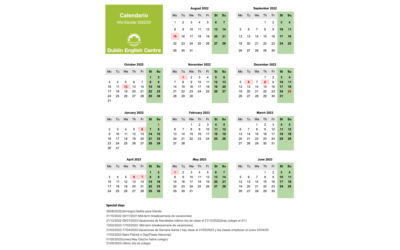 Calendario escolar Irlanda 2022-2023