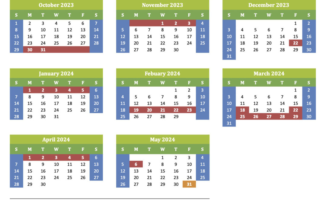 Calendario escolar Irlanda 2023/2024 con fechas exactas. Vacaciones.